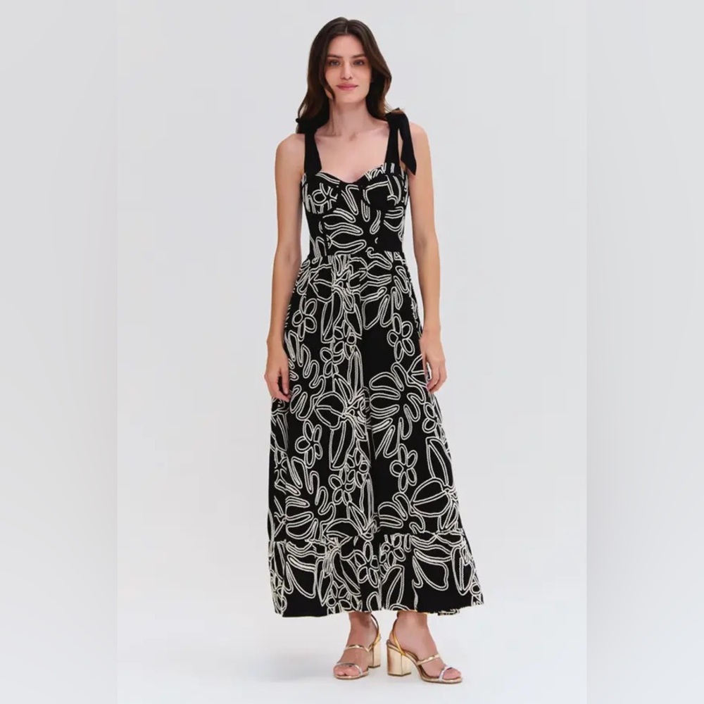 PatBO Black and White Floral Maxi Dress